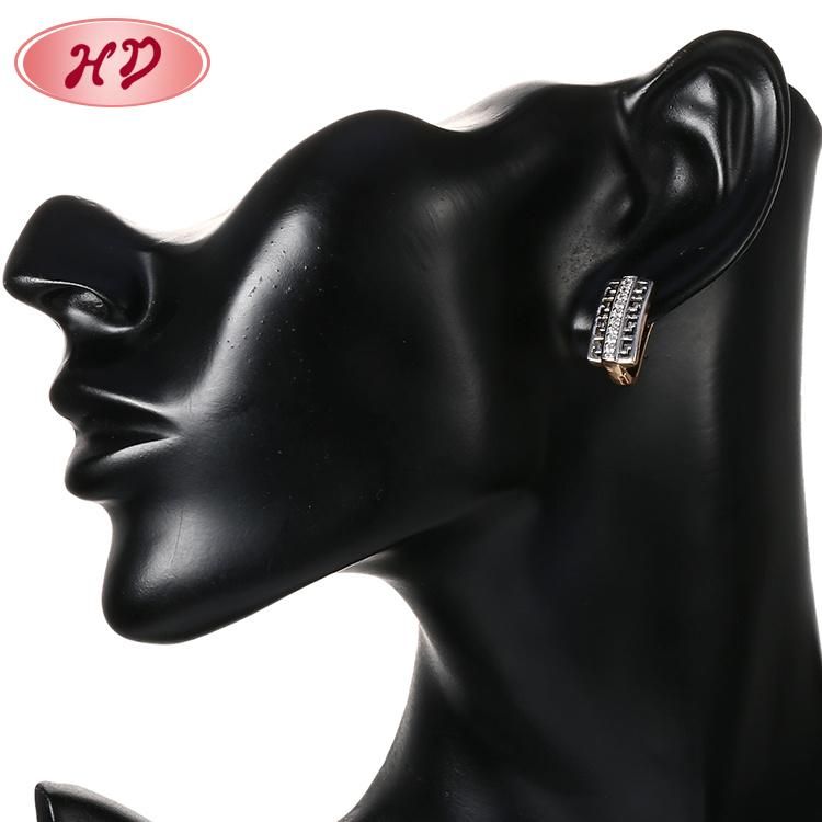 Fashion Women 18K Gold Silver Alloy Jewelry Hoop Stud Drop CZ Huggie Earrings with Crystal