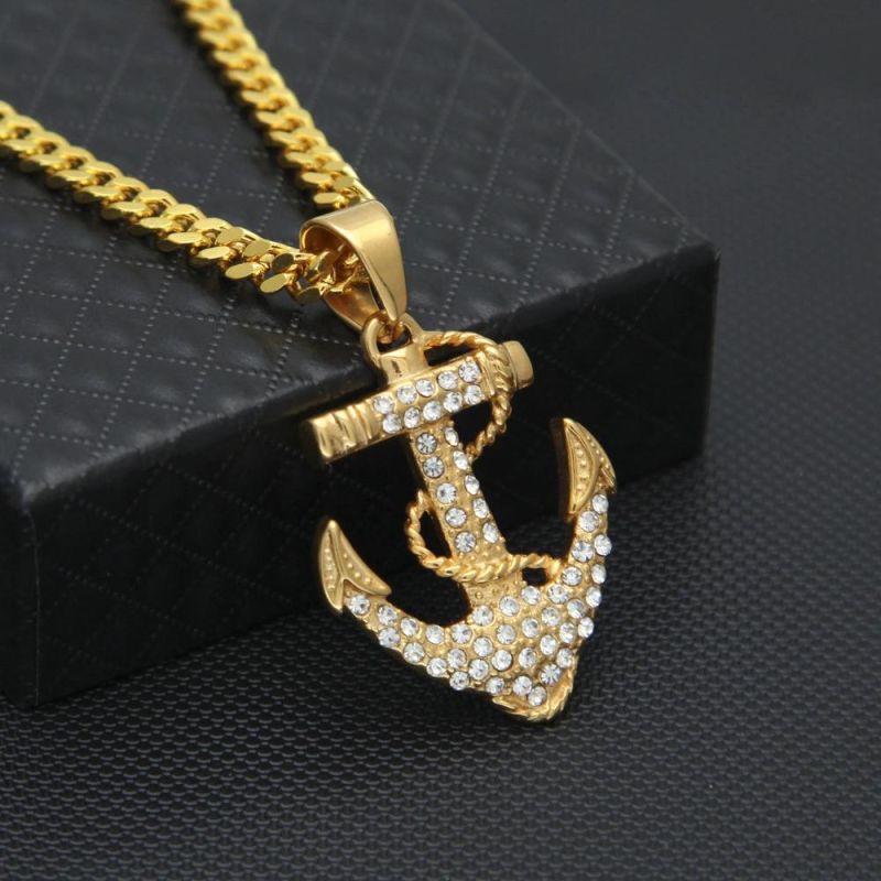 Titanium Stainless Steel Anchor Hip Hop Necklace