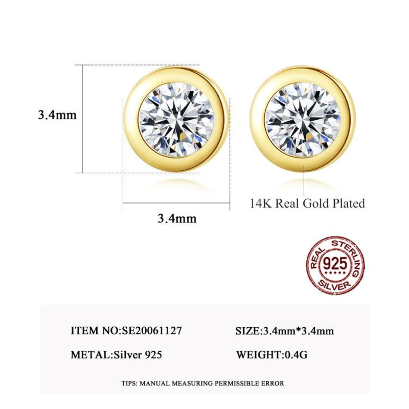 Custom Shinning Ear Stud Round Moissanite Fashion Earring