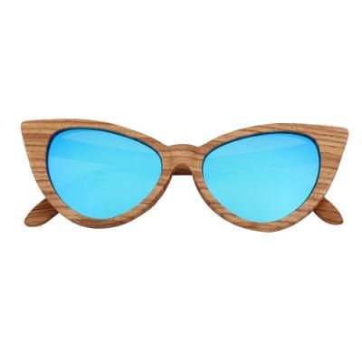 Bamboo and Wooden Cateye Frame Tac with Mirror UV400 Sunglasses