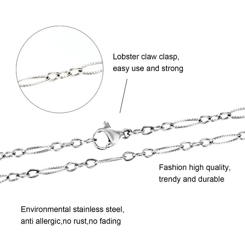 Fashion Jewelry 316L Stainless Steel Necklace Bracelet Cable Chain with Flower Embossed