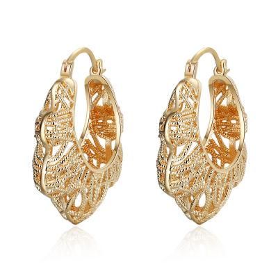 Fashion Simple Round Earrings Women 18K Gold Color Hoop Earrings