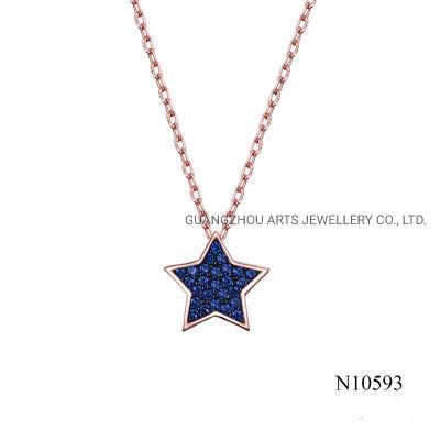 Blue Spinels Rose Gold Plated Silver Star Necklace