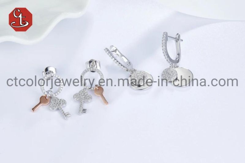 Fashion Jewelry 925 Sterling Silver Korean Version Keys Cute stud Earrings