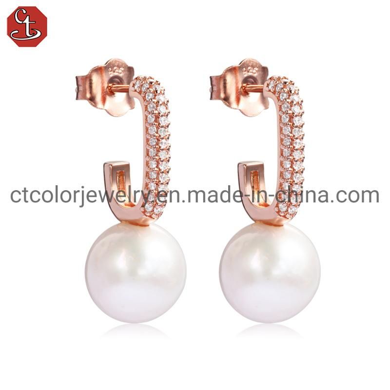 Wholesale Cheap Price 925 Sterling Silver Handmade Earring Fashion Jewellery Pearl Earring for Women Decoration