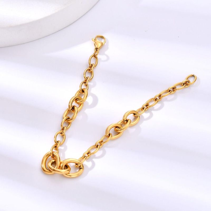 Fashion 316L Stainless Steel Not Allergic Vintage Thick Gold Color Bracelet for Women