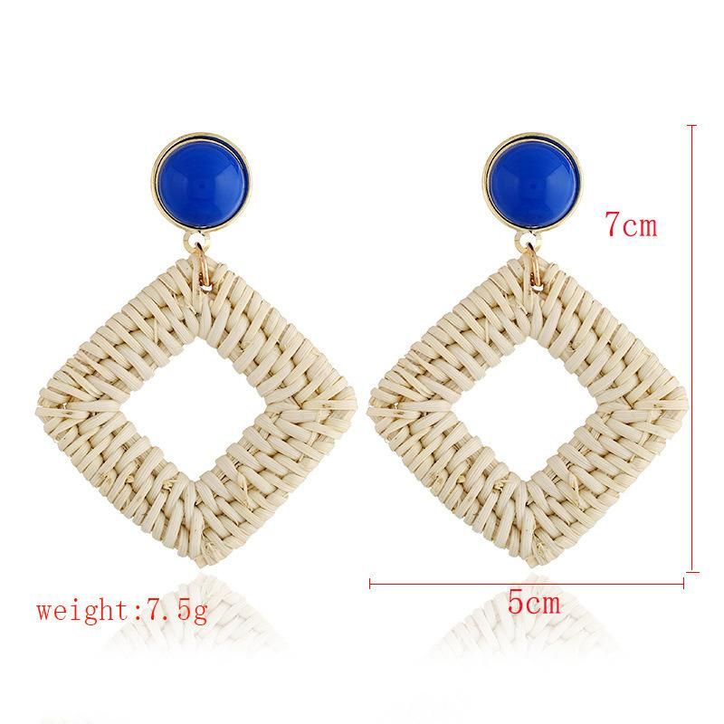 Bohemia Rattan Straw Wicker Braid Fashion Jewelry Handmade Earrings