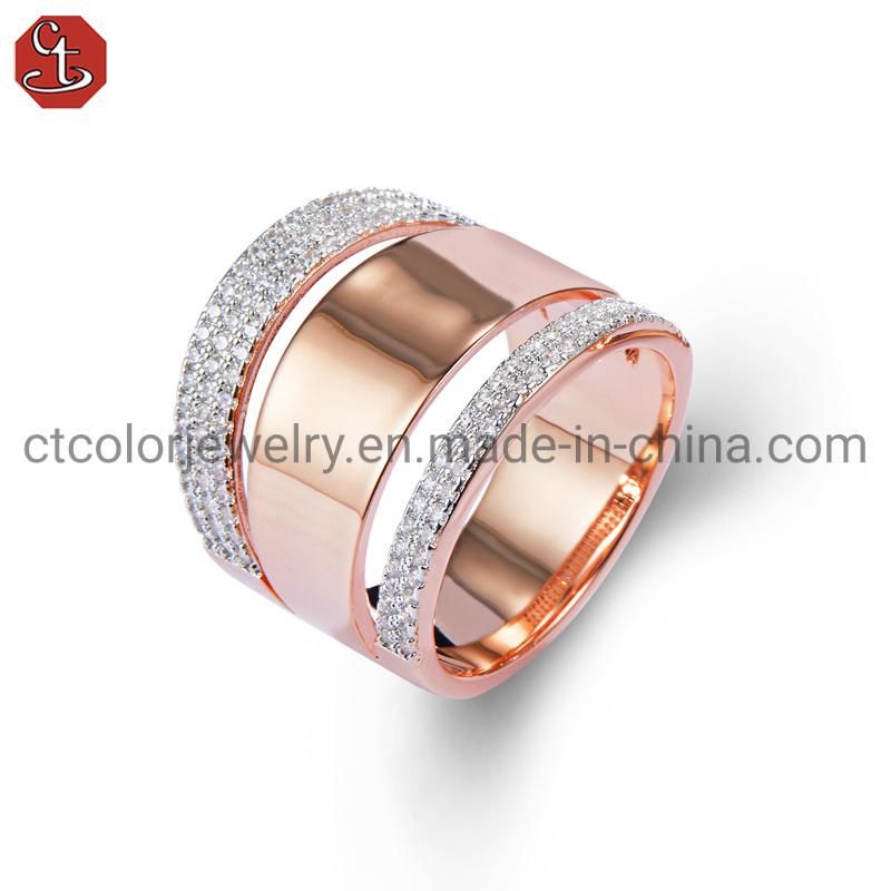 925 Sterling Silver Fashion Jewelry Rose Gold Plated Luxury Ring for Women
