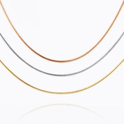 1mm, 2mm. 3mm Round Snake Necklace Chain Gold Silver Stainless Jewelry for Ladies