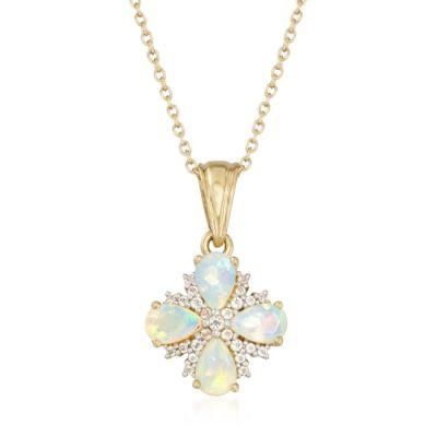 Fashion 14K Gold Pleated Opal Halo Jewelry Simple Design Prefer for Gift Women Necklace