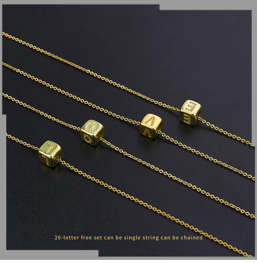 Four-Sided Square Cutout Letter Necklace with Diamond Pendant
