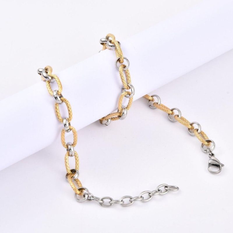 Fashion Jewelry Elegant Silver Gold Two-Tone Polished Jewelry Necklaces for Gift Party Stainless Steel Jewel Design