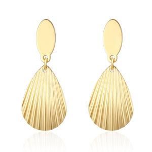 Ladies Surgical Steel Personality Scalloped Stripes Tragus Dangle Gold Earrings