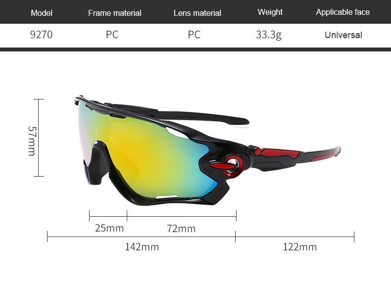 Wholesale Factory 2021 Big Frame PC Lens Windproof Cycling UV400 Custom Design Protection Outdoor Sunglasses for Men Women 9270