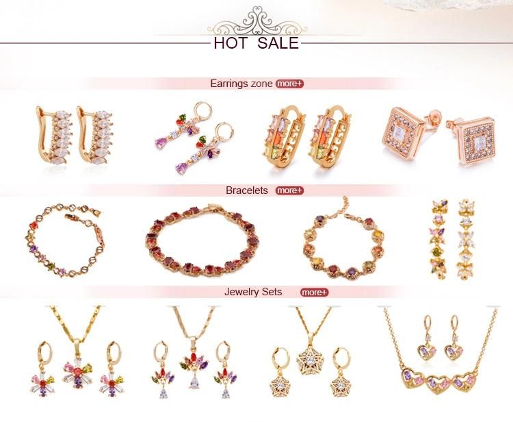Colorful Zircon 18K Gold Plated Crystal Jewelry Set with Necklace and Earrings