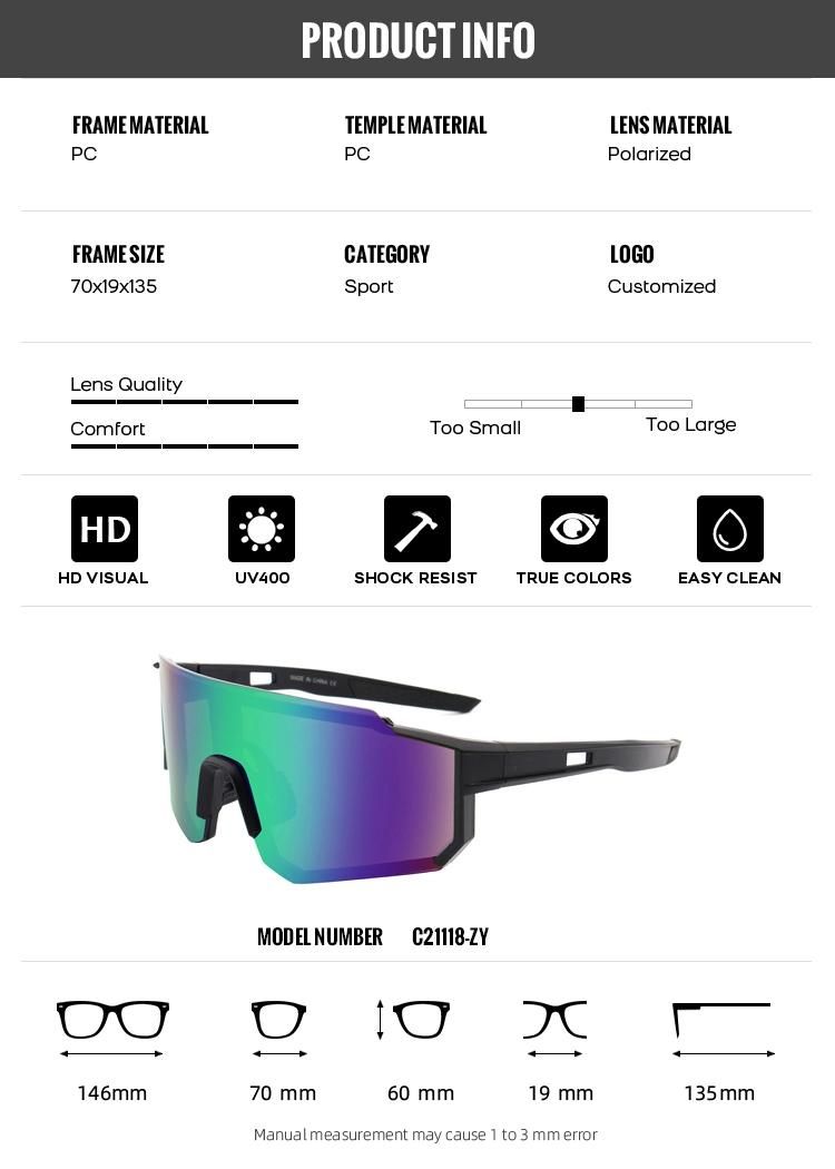 Custom 2022 High Quality Fashion Outdoor Big Frame Bike Riding Sports Polarized Sunglasses