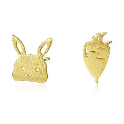 Fashion 925 Silver Rabbit and Carrot Design Custom Ear Studs