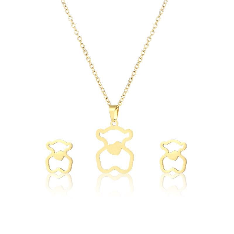 Manufacturer Custom Fashion Jewelry Tarnish Free 14K 18K Gold Plated Stainless Steel Jewelry Sets PVD Coated jewellery Set