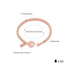 Fashion Design Solid Chain Heart Pendant Stainless Steel Wome Bracelet