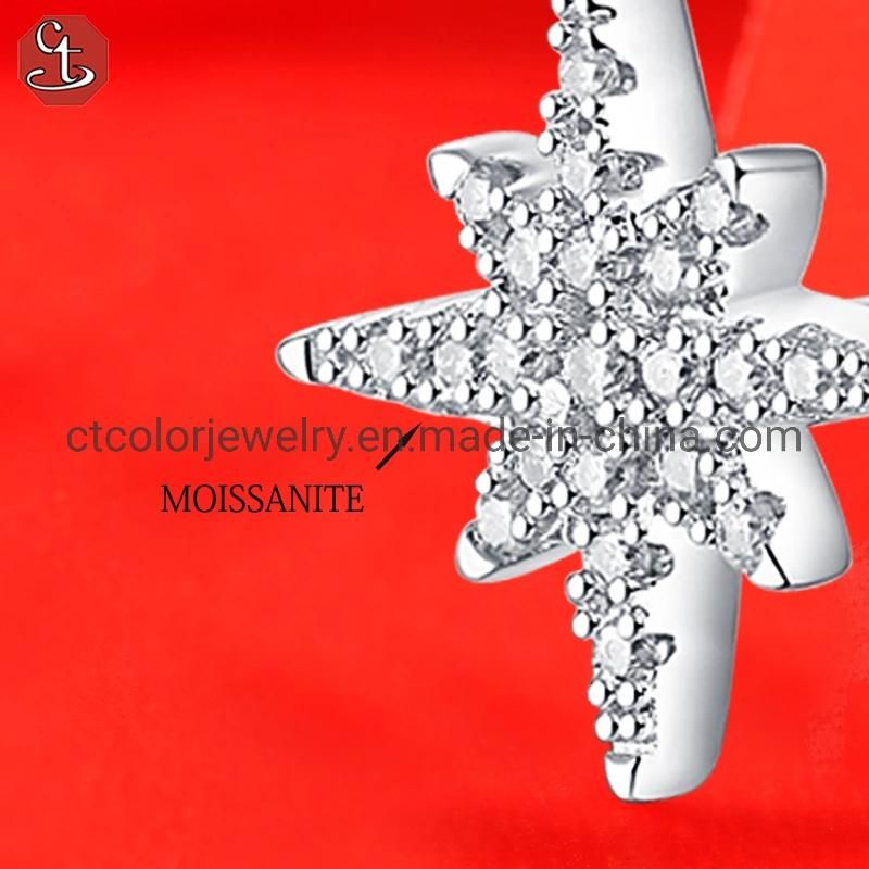 High quality 925 sterling silver (10*10)mm moissanite broken drill meteor earrings for girls