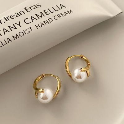 18K Gold Plated Cross Pearl Earrings for Women