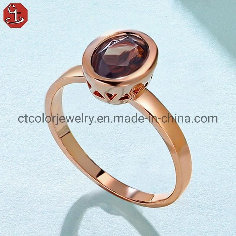 Wholesale fashion jewelry 925 natural citrine white rhodium ring hot sale jewellery for women