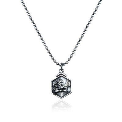 Hot Sale Oxide Hexagon 925 Sterling Plain Silver Pendant Necklace