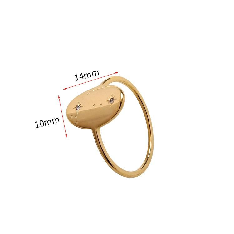 Luxury Geometric Ellipse Star Diamond Wedding Ring 18K Gold-Plated Engagement Promise Ring for Women in Fine Jewelry