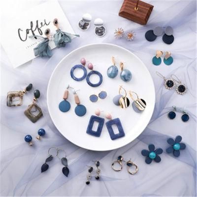 New Simple Blue-Gray Style Tiny Personality Stud Earring