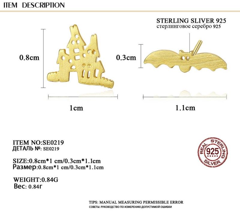 Castle and Bat Shape 925 Sterling Silver for Women
