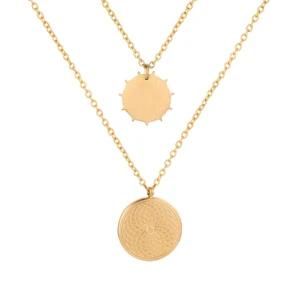 Fashion Double Charm Necklace Pendant Coin Jewelry