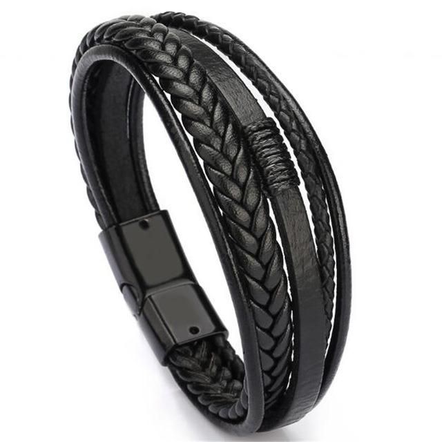 Trendy Male Manget Caps Fashion Jewelry Braided Rope Leather Bracelets