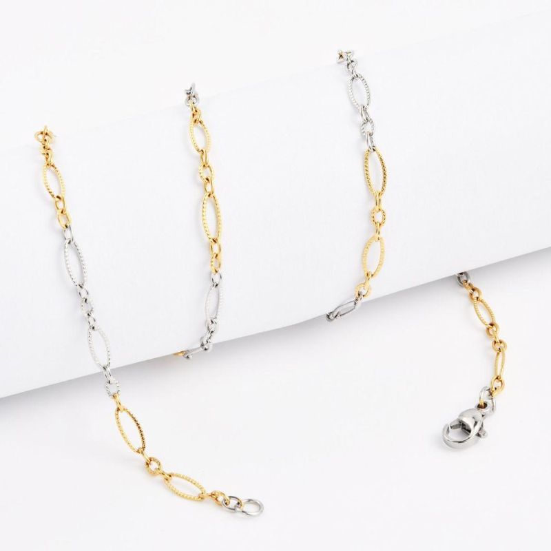 New Stainless Steel Chain Jewelry Fashion Necklace Bulkbuy Cable Chain Embossed Lady Jewellery Design