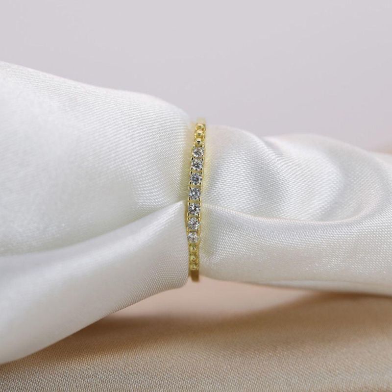 925 Sterling Silver Rings 14K Gold Plated with Small Zircon Ring for Women Wedding Party Trendy Jewelry