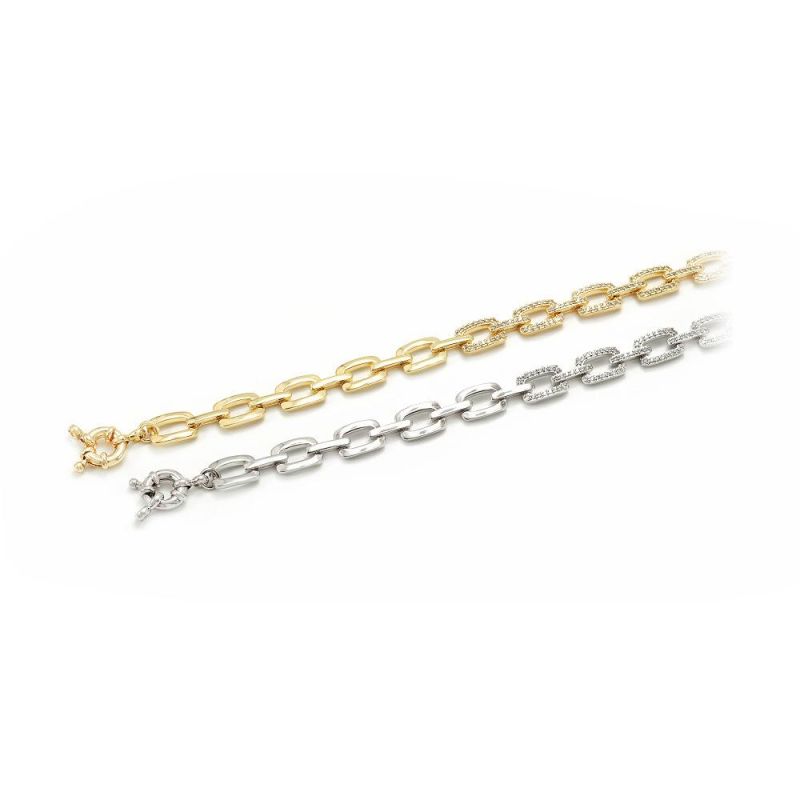 Gold Plated Zircon Bracelet with Diamond Clasp for Women Jewelry