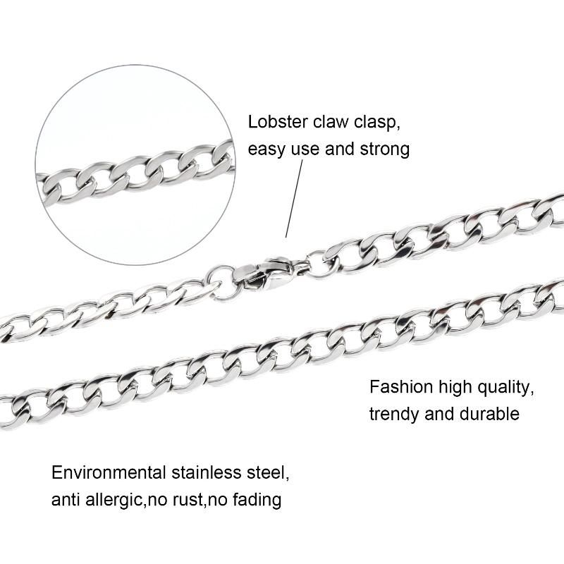 Wholesale Fashion Accessories Hip Hop Curb Chain Stainless Steel Jewelry for Bracelet Layering Necklace Design