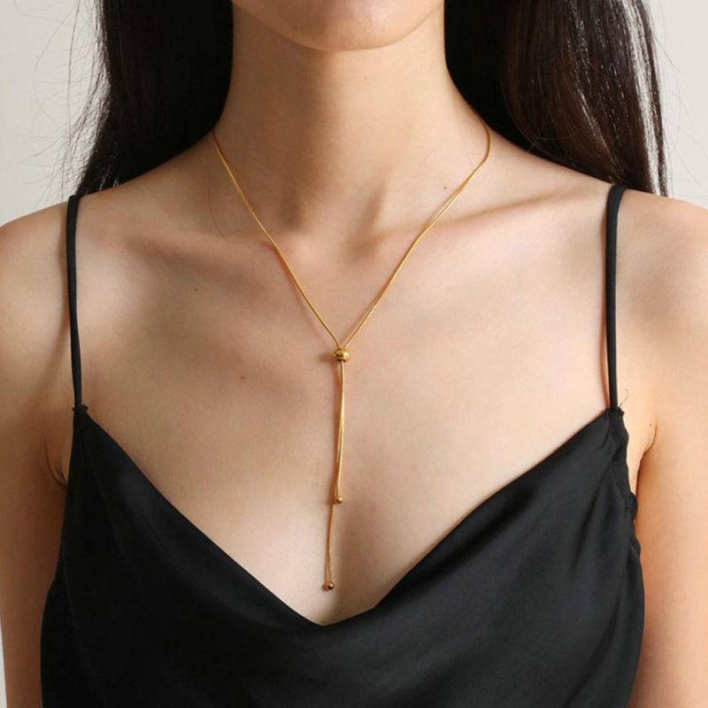 Gold Necklace Trendy Necklaces Chain Necklace Dainty Choker Necklace for Women Aesthetic Stainless Steel Gold Jewelry for Women