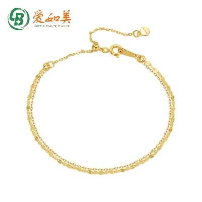 Factory Price Trendy Sterling Silver Gold Plating Bracelets Dainty Minimalist Link Thin Chain Bracelet for Women Girls
