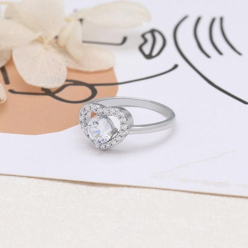 Engagement Zircon White Gold Dainty Heart Shaped Wedding Ring