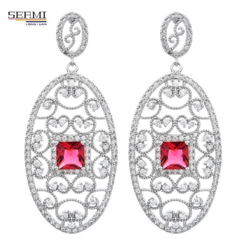 Women′ S Fashion Long Oval Zircon Earrings