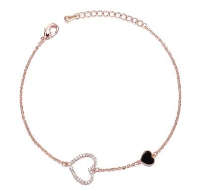 Fashion Jewelry New Arrival Rose Gold Heart Hand Chain Bracelet for Women