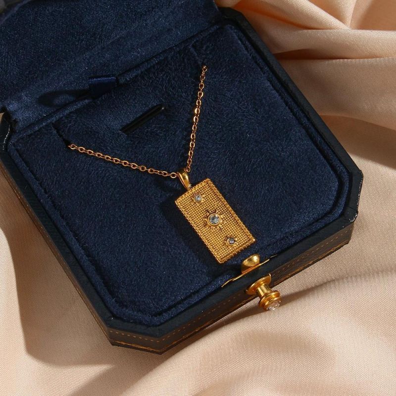 Manufacturer′s Custom Fashion Jewelry High Quality Fadeless Women′s Fashion Gold-Plated Stainless Steel Diamond Necklace