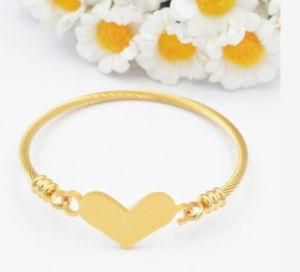 Cuba Hot Sale Charm Silver Heart Shaped Stainless Steel Bracelet