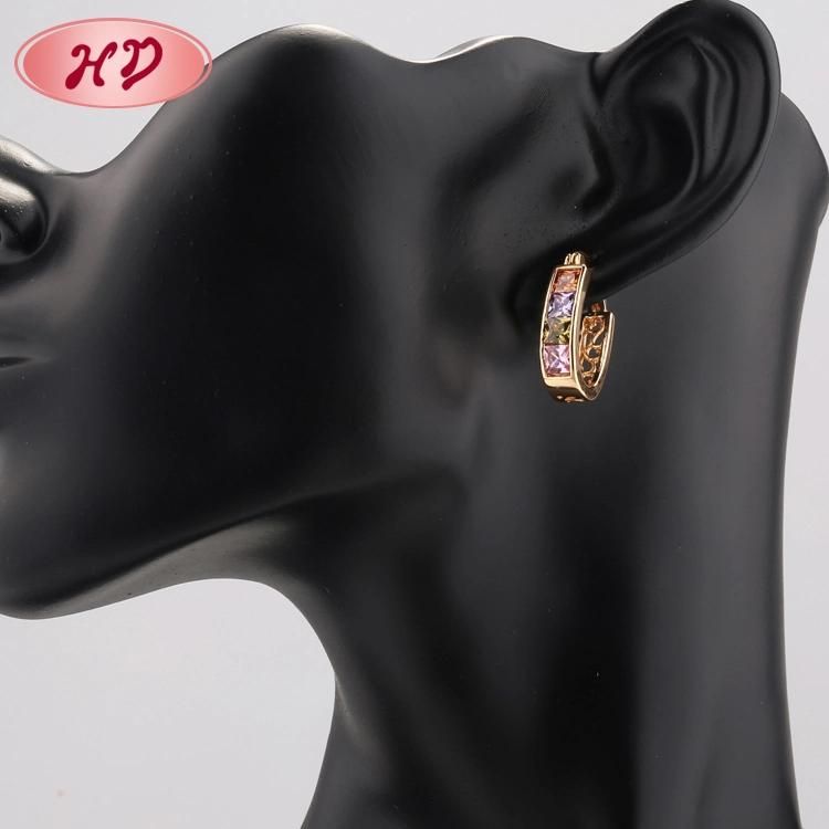 Saudi 2020 Small Rose Gold Huggie Earrings with Zircon Designs Jewelry Models for Woman