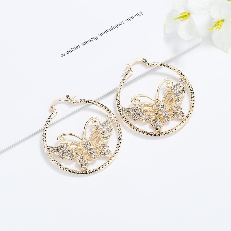 Fashion Jewelry AAA Cubic Zirconia Joyeria Gold Brass Hoop Earrings