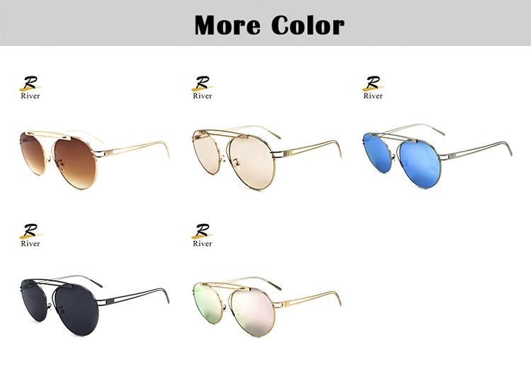 Minimalist Design Round Metal Frame Women Ready Sunglasses
