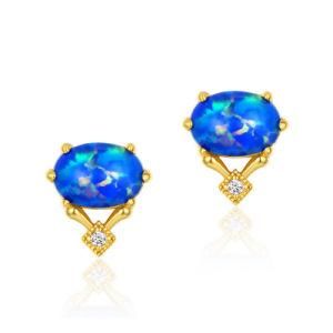 2021 Hot Selling 925 Sterling Silver Created Geometry Opal Stud Earrings for Party Anniversary -Ve8498