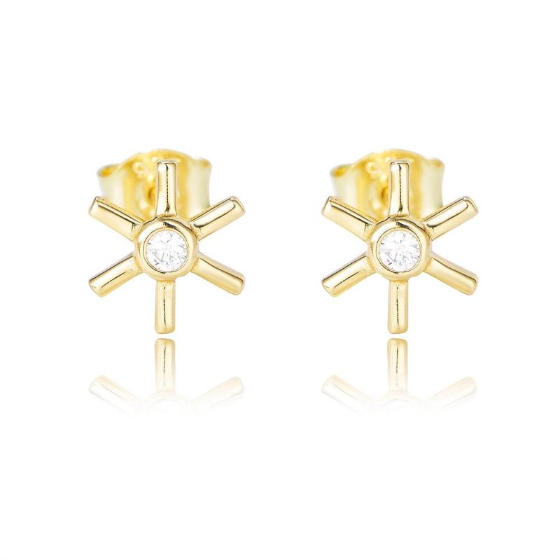 New Arrival 18K Gold Plated 925 Sterling Silver Starflower Ear Stud Bridesmaid Earring