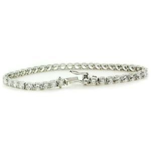 Sterling Silver S Line Diamond Cut CZ Tennis Bracelet