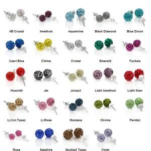Charm Clay Pave Crystal Rhinestone Ball Beads Stud Earring 12mm Multi Color